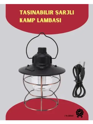 Usb Şarjlı Retro Led Kamp Feneri – 4 Işık Modu, Su Geçirmez, Taşınabilir