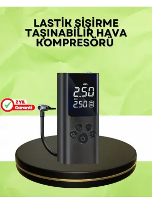 Usb Şarjlı Taşınabilir Hava Kompresörü Dijital Ekranlı