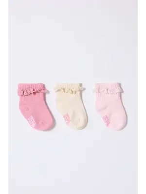 U.s.polo Kız Bebek Çorap Usb2208 Pudra Ekru Somon
