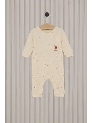 Omarı Kız Bebek Uzun Kol Patiksiz Tulum - Krem