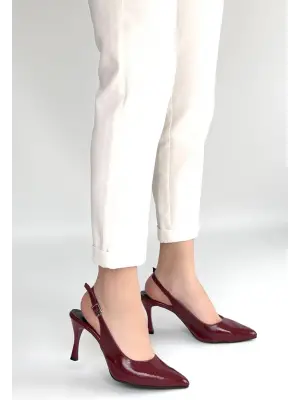 Uster Bordo Rugan Topuklu Ayakkabı