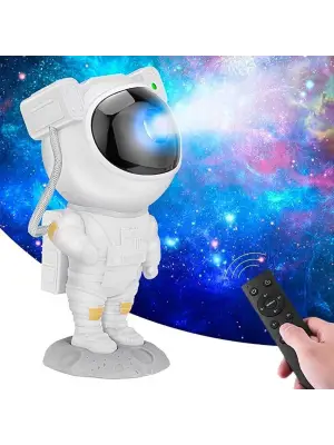 Omarı Zamanlayıcılı Astronot Projektör - Renkli Işık Modlarıyla Gece Lambası