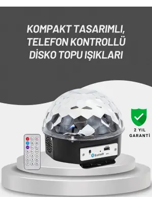 Uzaktan Kumandalı Rgb Led Disko Topu Bluetooth Hoparlörlü