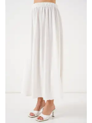 Uzun Ayrobin Etek 8050 - Beyaz