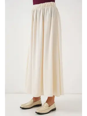 Uzun Ayrobin Etek 8050 - Krem