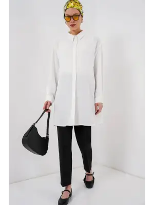 Uzun Gömlek Tunik 5945 - Beyaz