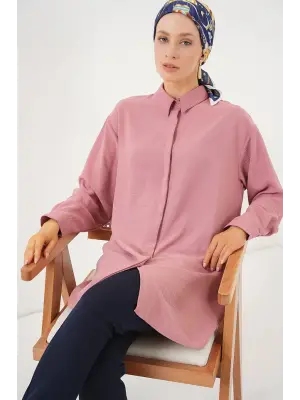 Uzun Gömlek Tunik 5945 - Pudra