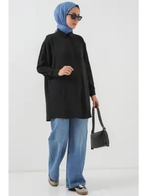 Uzun Gömlek Tunik 5945 - Siyah