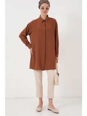 Uzun Gömlek Tunik 5945 - Taba