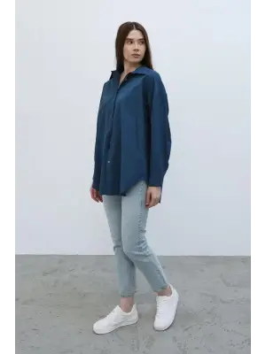 Uzun Kol Gömlek - İndigo