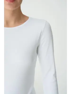 Şık Beyaz Uzun Kol Örme Body