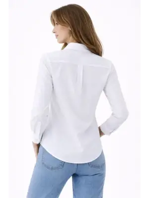 Uzun Kollu Gömlek Düğmeli Klasik Yaka Günlük Ve Ofis Şıklığına Uygun - Beyaz