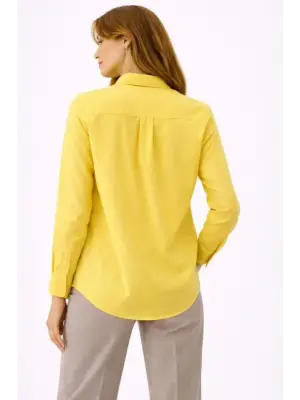 Uzun Kollu Gömlek Düğmeli Klasik Yaka Günlük Ve Ofis Şıklığına Uygun - Sarı