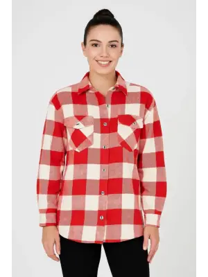 Uzun Kollu Oduncu Gömlek - Bordo