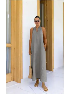 V Yaka Paraşüt Elbise