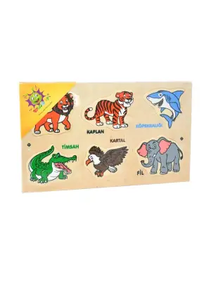 Omarı Eğlenceli Hayvan Desenli Ahşap Yapboz