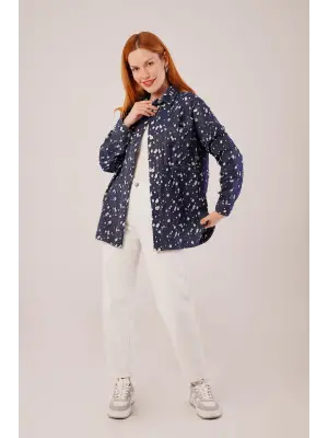 Omarı Vintage Tarz Denim Mavi Gömlek