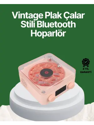 Vintage Tarz Bluetooth Hoparlör – Gece Işığı Ve Zaman Göstergeli