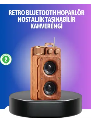 Vintage Tasarımlı Bluetooth Hoparlör Uzun Pil Ömürlü Ve Fm Destekli