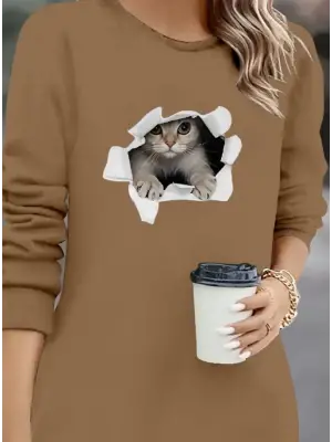 Omarı Uzun Kollu Bisiklet Yaka Viskon Elbise