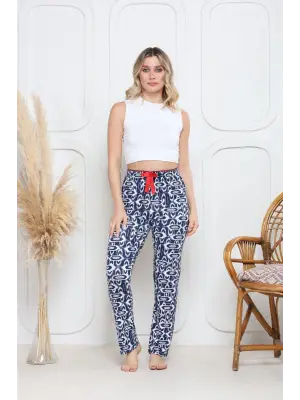 Lacivert Baskı Desenli Alt Pijama Kadın Giyim