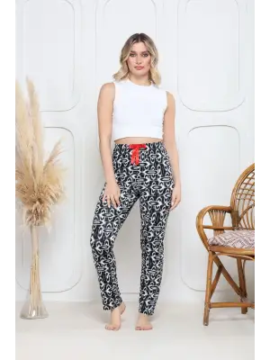 Siyah Baskı Desenli Alt Pijama Kadın Giyim