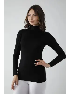 Vivaldi Kadın Sİyah Uzun Kol Balıkçı Body Likralı 353