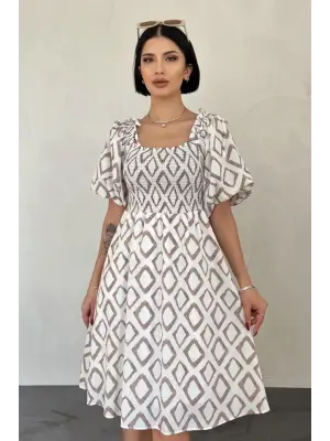 Vizon Kare Desenli Yazlık Elbise