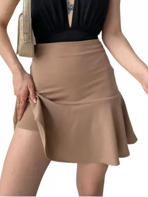 Volanlı Etek - KAHVERENGİ