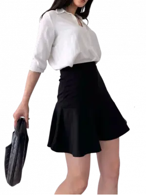 Volanlı  Etek - SİYAH