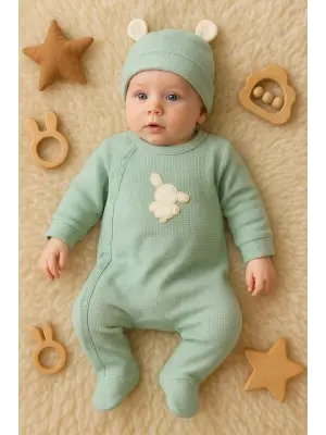 Waffle Tavşanlı Erkek Tulum %100 Pamuk