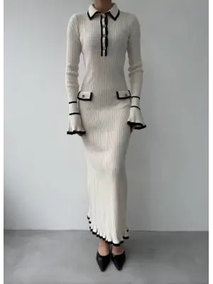 Omarı Şık ve Minimalist Cep Detaylı Elbise