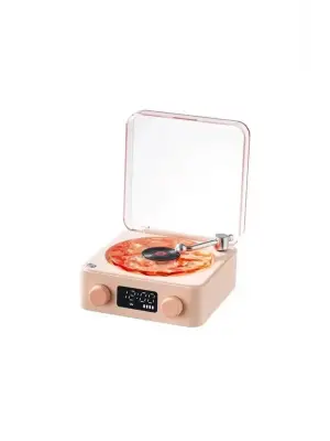 Waves Nostalji Plak Görünümlü Bluetooth Hoparlör 3d Ses Dalgası Retro Müzik Plak Pembe