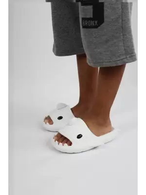 WG500 Köpekbalığı Beyaz Unisex Tam Ortopedik Terlik Shark Slides