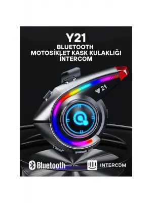 Y21 Rgb Işık Efektli Intercom Bluetooth Motosiklet Kask Kulaklığı Intercom Kulaklık