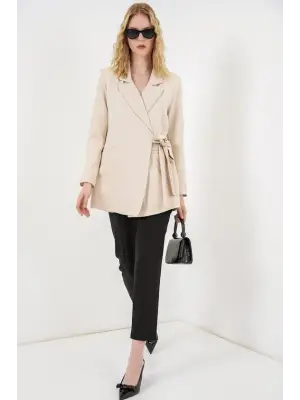 Yandan Bağlamalı Blazer Ceket 0750 - Bej