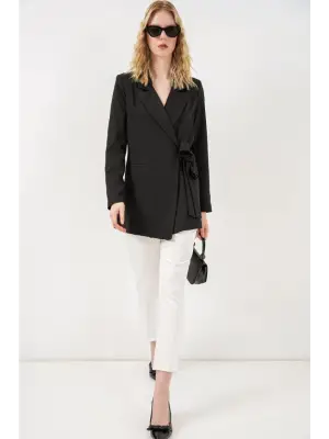 Yandan Bağlamalı Blazer Ceket 0750 - Siyah