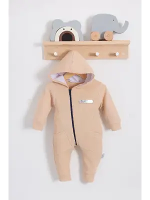 Yandan Cepli Fermuarlı % 100 Pamuk Erkek Bebek Tulumu