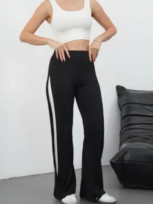 Yandan katlamalı oys pantolon siyah