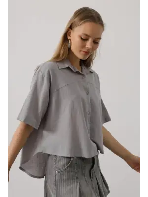 Yarım Kol Gömlek - Gri
