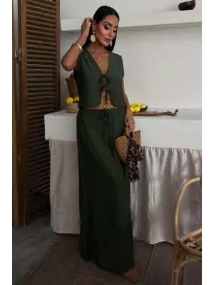 Yelek Önden Bağlamalı Uzun Etekli Takım 10192