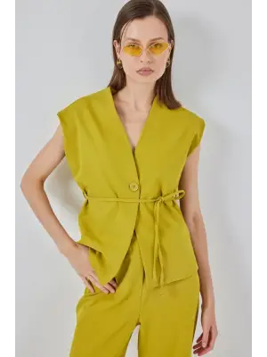 Yelek Pantolon Kumaş Takım 30050 - Yağ Yeşil