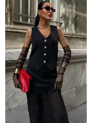 Yelek Ve Pilise Etekli Premium Takım 10096