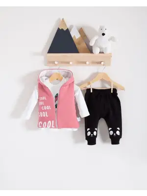 Yelekli 3 Lü Kız Bebek Takım