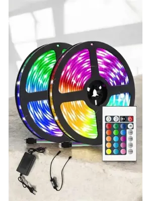Yeni Nesil Rgb Işıklı 10metre Şerit Led Kumandalı Şarj Edilebilir