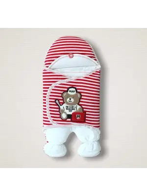 Çarpıcı Ayıcık Nakışlı Bebek Kundak Battaniyesi