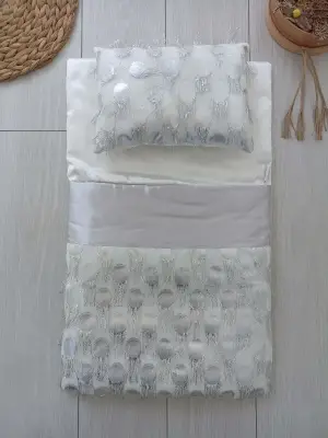 Göz Alıcı Tül İşlemeli Pamuklu Kundaklı 3lü Alt Açma Seti