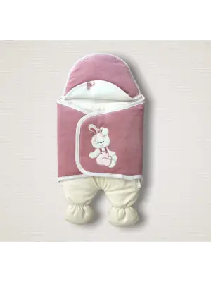 Özgün Kadife Kumaş Ayıcık Nakışlı Bebek Kundak Battaniyesi