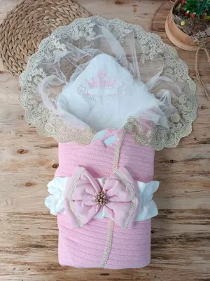 Zarif Bebek Battaniyesi Kundak Pembe