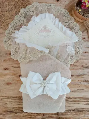 Özgün Güpür Duvaklı Unisex Kundak Battaniye